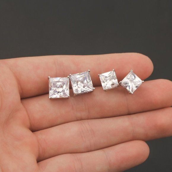 "4MM S925 Sterling Silver CZ Stud Earrings for Women/Girl, US19251024 - Picture 3 of 11
